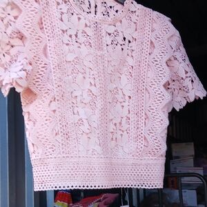Chicwish Pink Lace Floral Blouse Size XS.